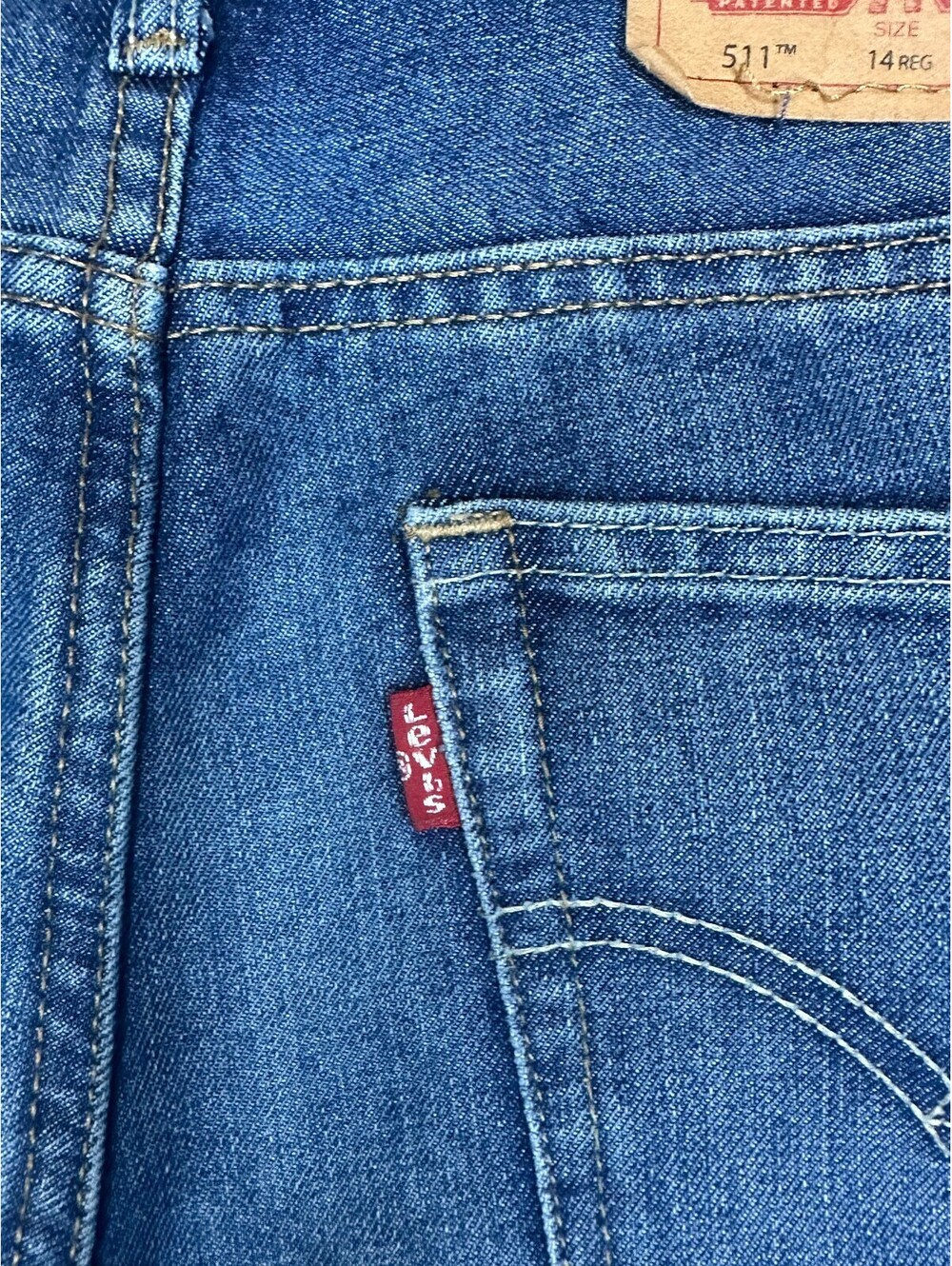 Levi's 511 Slim medium wash stretch denim jeans Youth 14Reg W27 L29/ Women XS/S - Picture 8 of 9